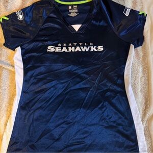NFL Seattle Seahawks Women's Navy and White Jersey